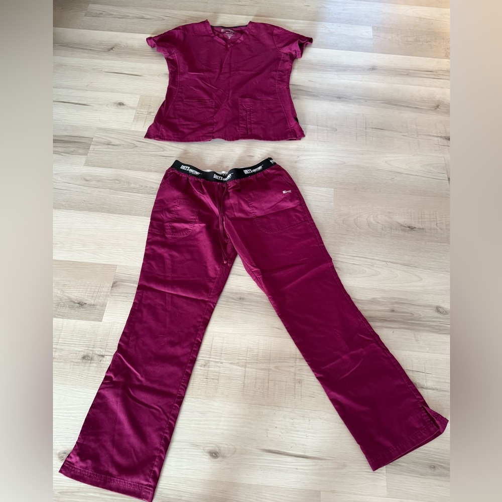 Grey's Anatomy Maroon Scrub Top and Pants